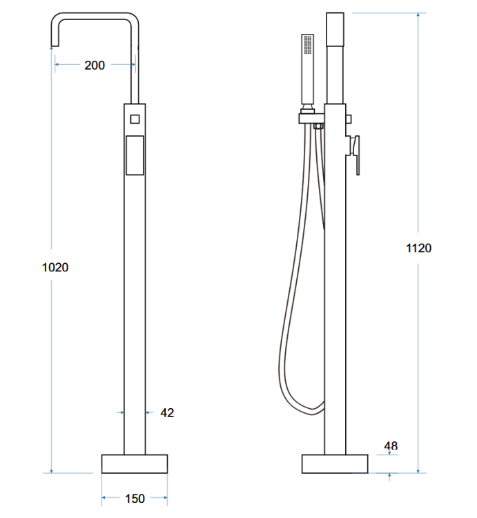Bateria wannowa wolnostojąca Besco MODERN I czarny matt