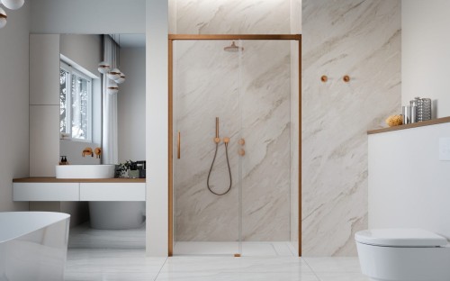 Drzwi prysznicowe Idea Brushed Copper DWJ Radaway prawe przejrzyste