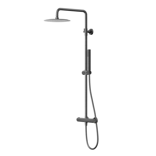 Zestaw natryskowy z termostatem kolumna corsan lugo deszczownica 25cm gunmetal