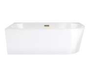 Wanna wolnostojąca narożna corsan intero 150 x 74 z szeroką krawędzią montaż lewostronny korek klik-klak szczotkowane złoto