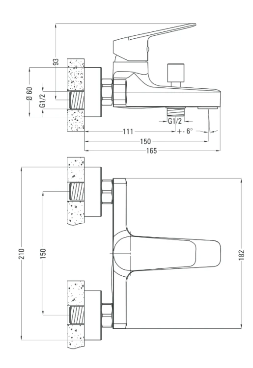 Deante Jasmin Nero Bateria wannowa bez kompletu natryskowego
