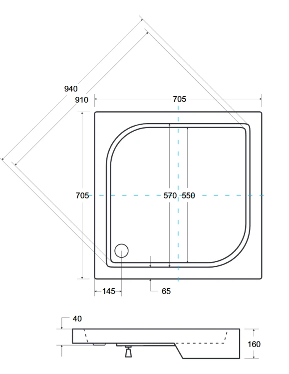 Brodzik kwadratowy biały Besco OSKAR-PMD 70x70x4
