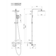 Zestaw natryskowy z termostatem kolumna corsan ango deszczownica 25cm wylewka obrotowa gunmetal