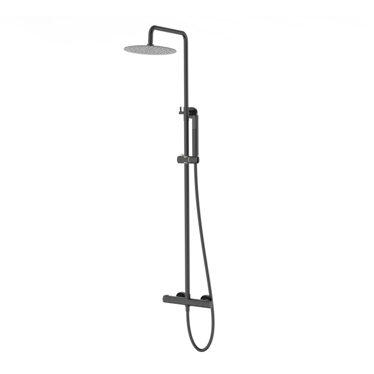 Zestaw natryskowy z termostatem kolumna corsan lugo deszczownica 25cm gunmetal