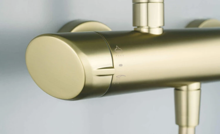 Deszczownica z baterią prysznicową Arnika Deante złoto szczotkowane