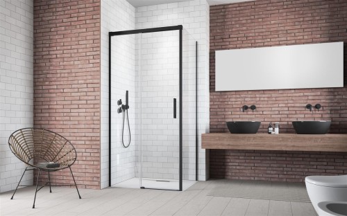 Kabina Radaway Idea Black KDJ 100x80x200,5 lewa, szkło przejrzyste