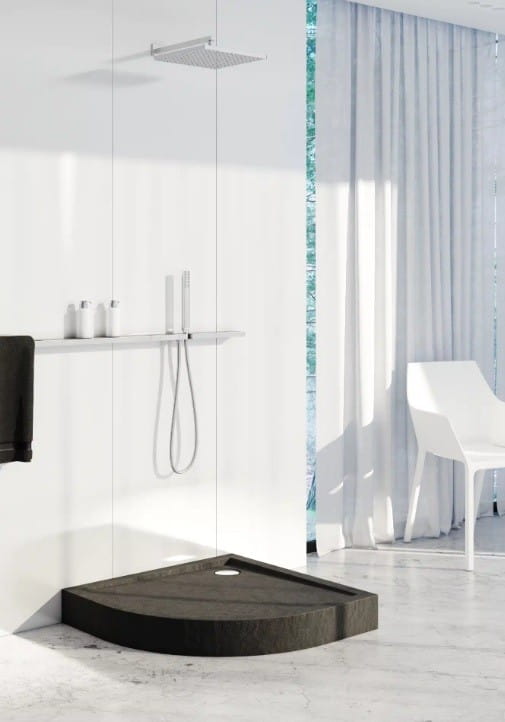 Brodzik półokrągły Cameron Black Stone 80x80 Schedpol Schedline, czarny