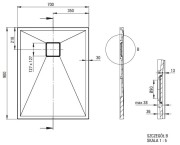 Brodzik granitowy prostokątny 90x70 antracyt metalik Correo Deante
