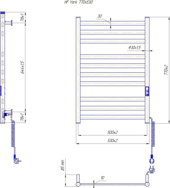 Grzejnik elektryczny suchy HF York 77x53 biały mat Hygge Family