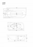 Wanna przyścienna wolnostojąca corsan mono 160 cm z szeroką krawędzią i wykończeniem grafit / gun metal