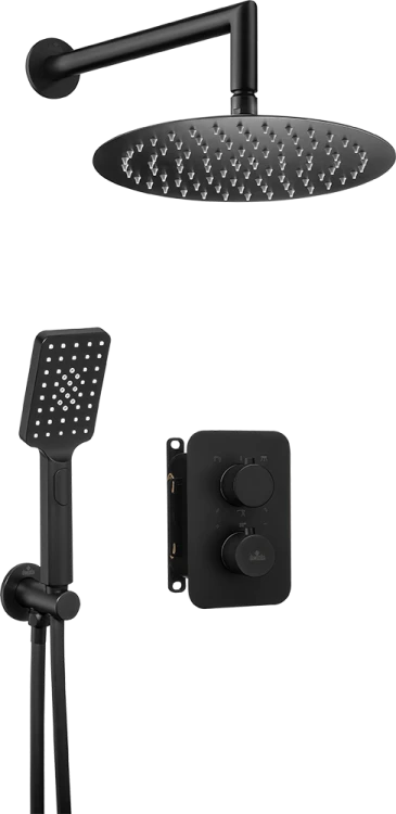 Deante Box Komplet z boxem podtynkowym termostatycznym okrągły Nero