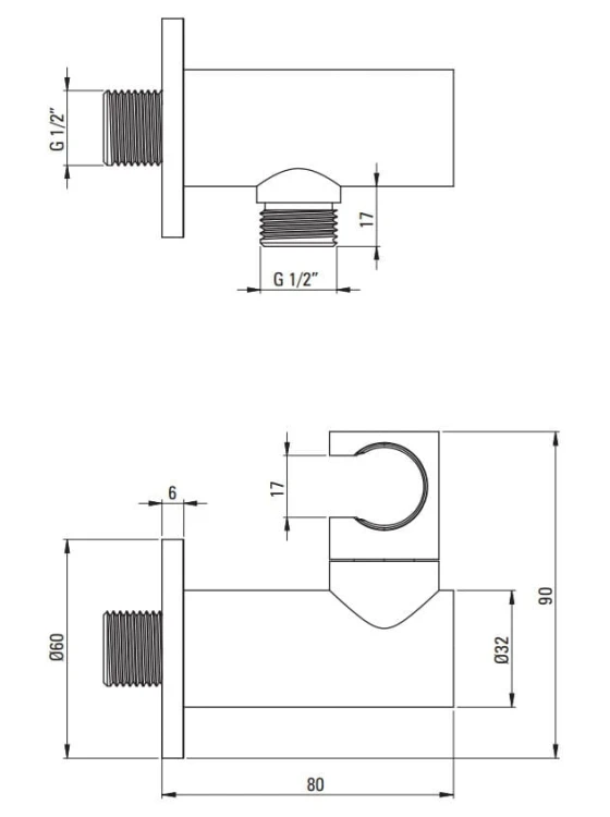 Przyłącze kątowe okrągłe z uchwytem na słuchawkę złote Cascada Deante