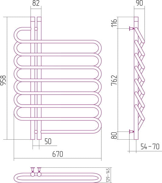 Grzejnik łazienkowy Sunerzha Furore Verso EU50 96x67cm stal polerowana