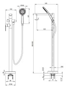 Bateria wannowa wolnostojąca złota Alpinia Deante