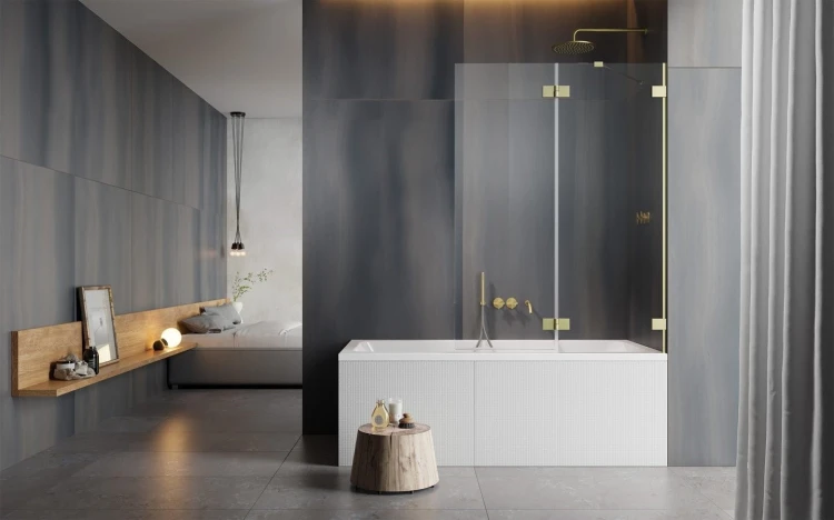 Parawan nawannowy Radaway Essenza Pro Brushed Gold PND II prawy złoty