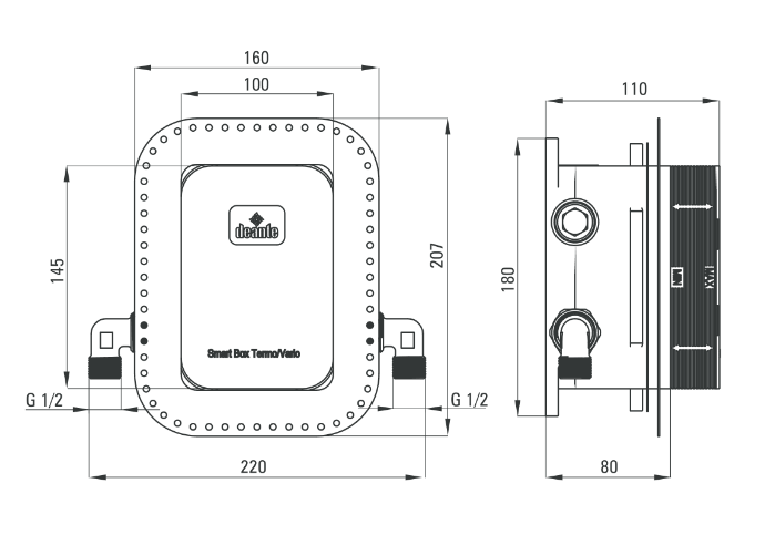 Deante Hiacynt Komplet z boxem podtynkowym natryskowy