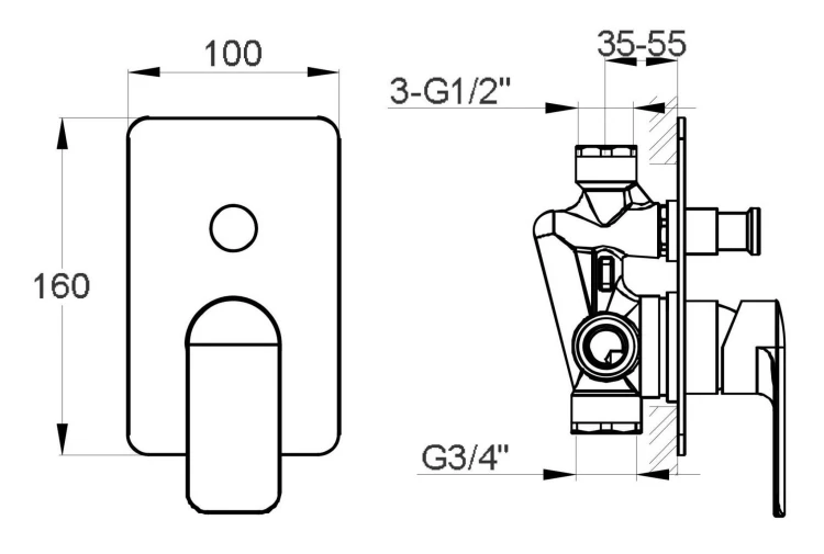 Zestaw prysznicowy podtynkowy Texen KOHLMAN QW210TR30