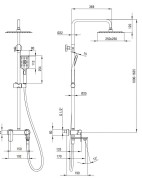 Deszczownica z baterią wannową nero czarna Alpinia Deante