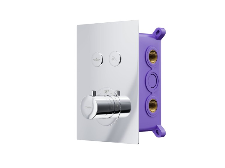 Prysznicowa bateria podtynkowa z termostatem i przyciskami funkcyjnymi corsan bt02ch