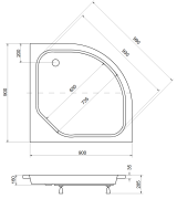 Brodzik półokrągły Besco DIPER II -PMD 90x90x15