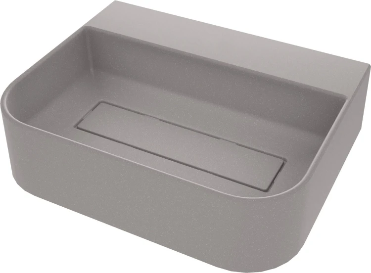 Umywalka granitowa nablatowa 50x40 szary metalik Arnika Deante