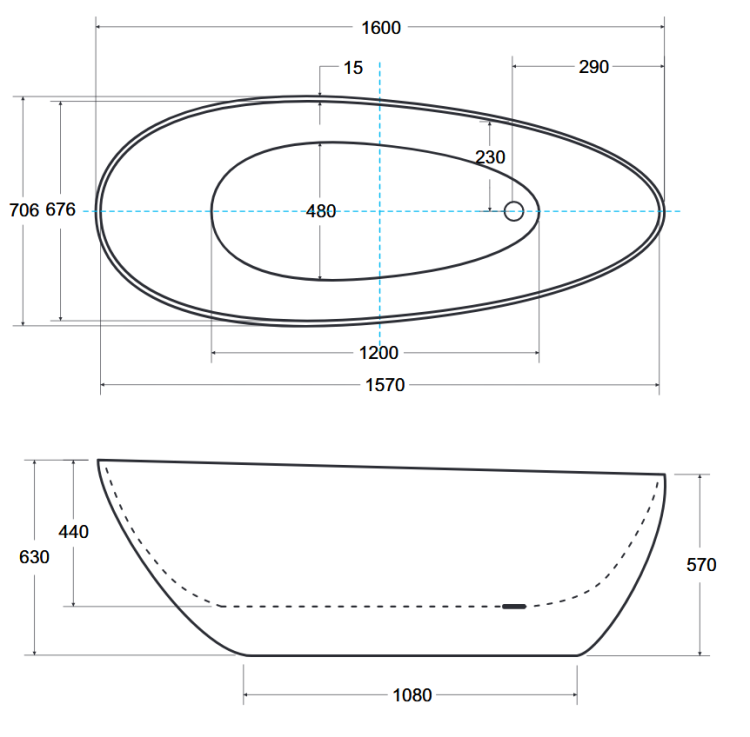 Wanna wolnostojąca Besco GOYA GLAM 160x70 srebrna
