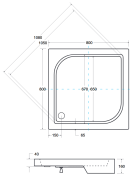 Brodzik kwadratowy biały Besco OSKAR-PMD 80x80x4