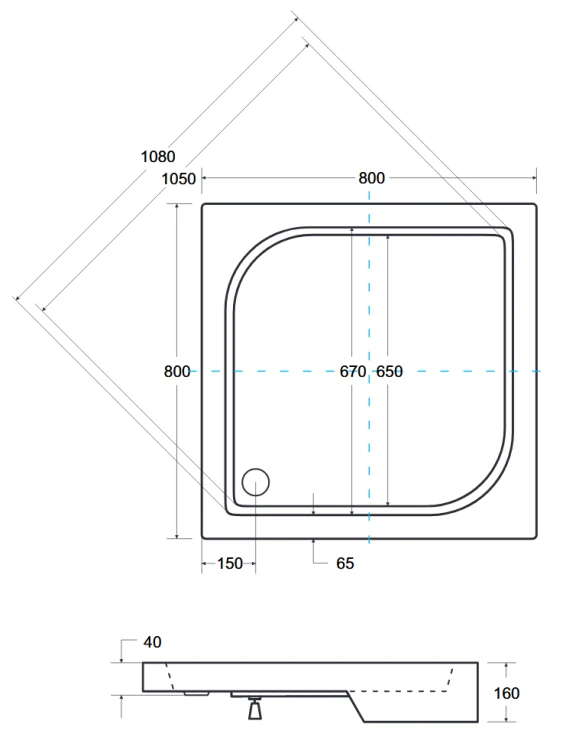 Brodzik kwadratowy biały Besco OSKAR-PMD 80x80x4