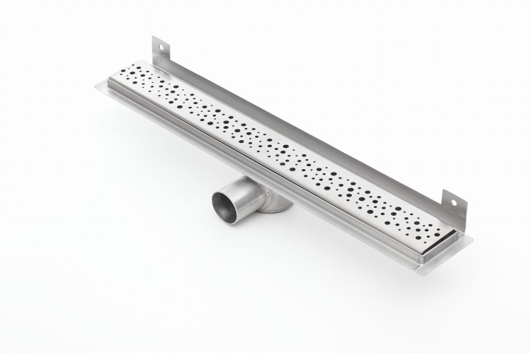 Odpływ liniowy ścienny z flanszą i metalowym syfonem Kesmet 80 cm z rusztem Chaos