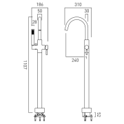 Bateria VADO ORIGINS wannowa wolnostojąca złota szczotkowana