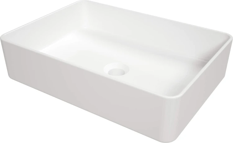 Umywalka ceramiczna nablatowa Square Deante biała