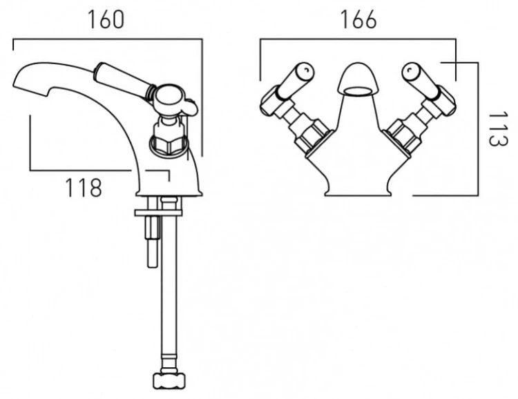 Bateria umywalkowa z korkiem Axbridge Lever Chrom Vado