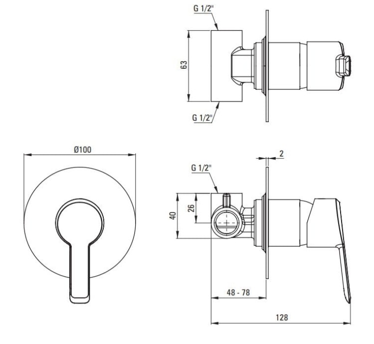 Zestaw prysznicowy podtynkowy czarny nero Arnika Deante