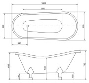 Wanna wolnostojąca Besco Otylia 160x77 cm łapy chrom