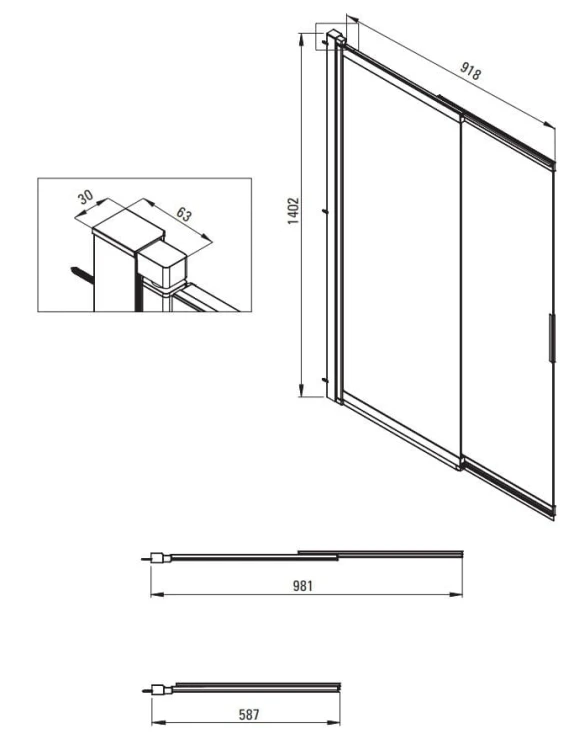 Parawan nawannowy 100x140 Prizma Deante titanium