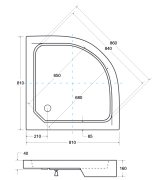 Brodzik półokrągły Besco ALEX-PMD 80x80x4