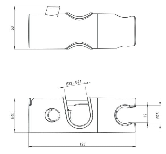 Uchwyt słuchawki prysznicowej na drążek (FI 22, 23, 24, 25 MM) Easy On Deante