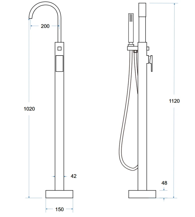 Bateria wannowa wolnostojąca Besco MODERN II chrom