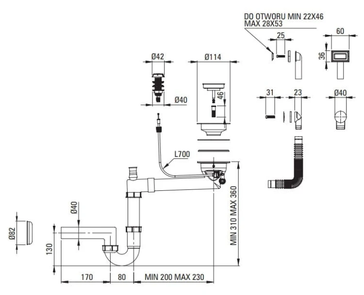 Zlewozmywak granitowy z baterią 1-komorowy z ociekaczem Deante Evora