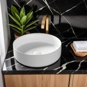 Umywalka nablatowa lugo okrągła 360x120 mm z korkiem białym