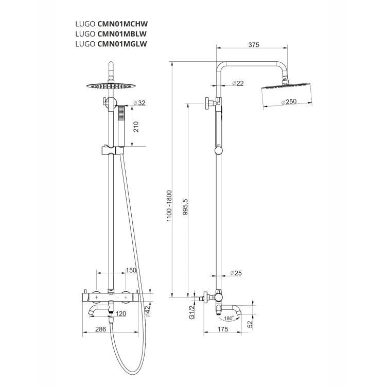 Kolumna prysznicowa corsan lugo cmn01mchw