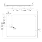 Brodzik prostokątny New Trendy Mild 80x90x11,5