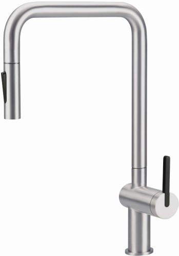 Bateria kuchenna z wyciąganą wylewką stal szczotkowana Momi Deante