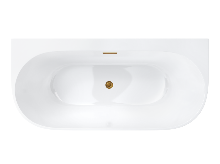 Wanna przyścienna wolnostojąca corsan e030 mono 150 cm z szeroką krawędzią i wykończeniem złotym