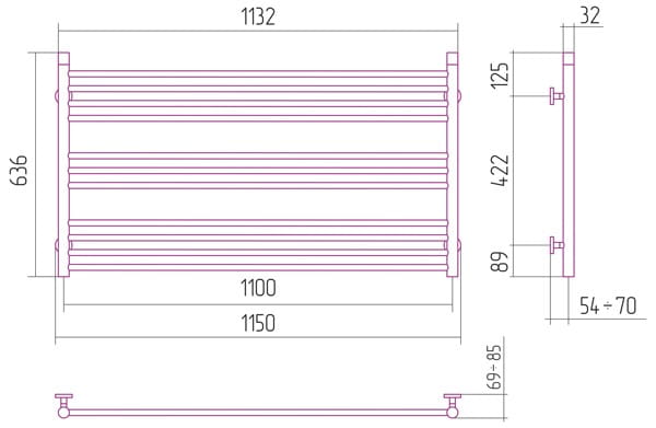 Grzejnik łazienkowy Sunerzha Bohemia L 60x110cm stal polerowana