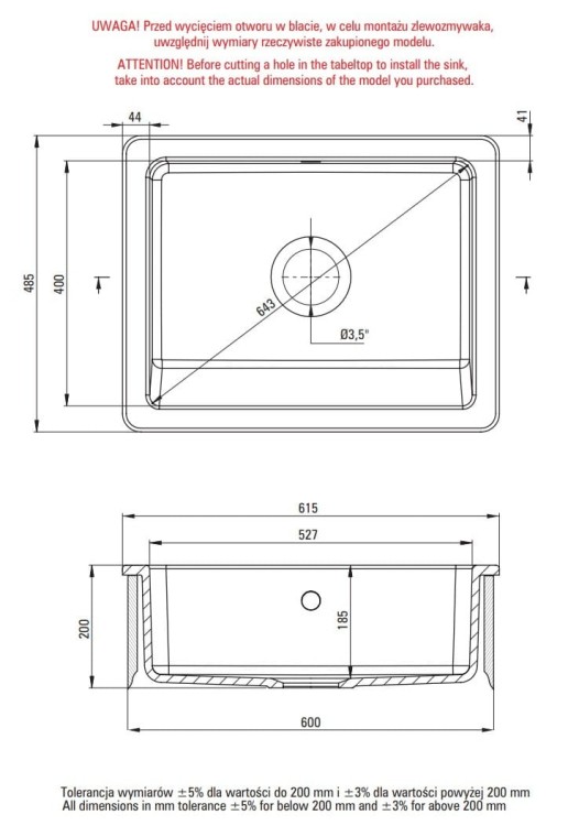 Zlewozmywak ceramiczny 1-komorowy farmhouse Sabor Deante biały