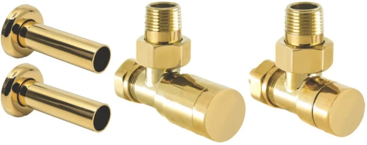 Zestaw zaworów kątowy z rurką maskującą złoty Sunerzha