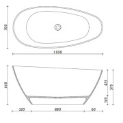 Wanna wolnostojąca Pietra 1500 Black Mat Lavita