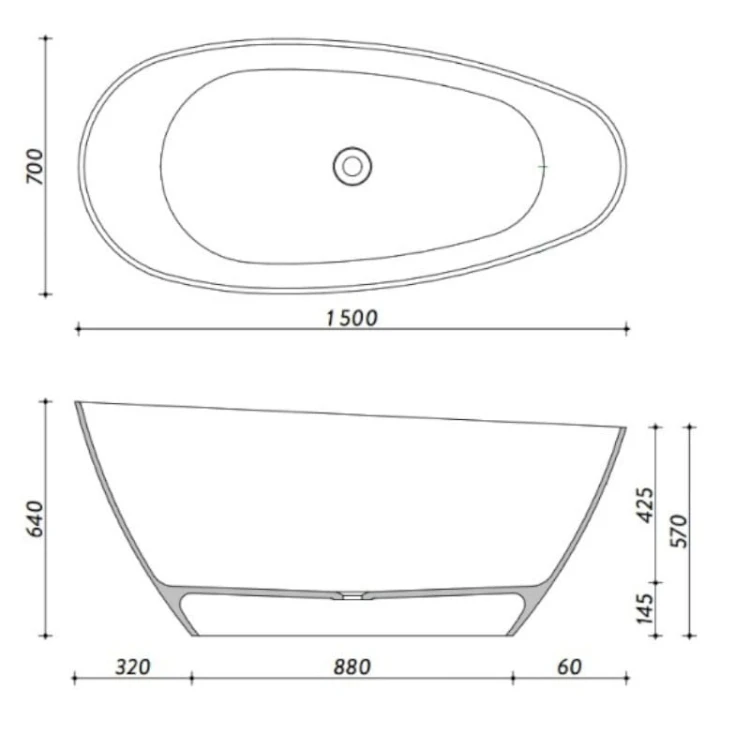 Wanna wolnostojąca Pietra 1500 Black Mat Lavita