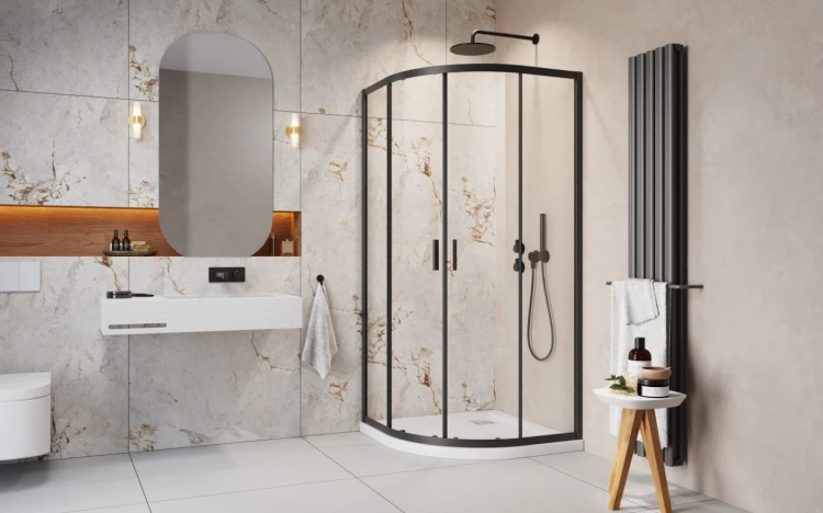 Kabina prysznicowa Radaway Alienta Black A 80x80x190 przejrzysta